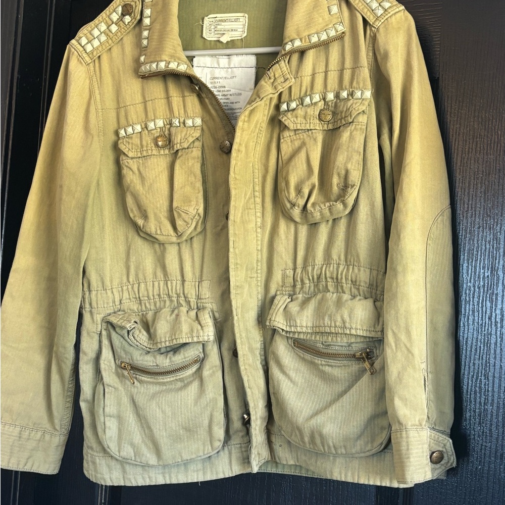 Current/Elliott Green Jacket with Studded Accents